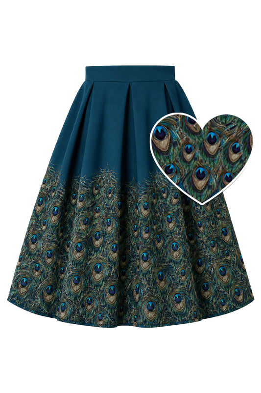 Aisley Teal Peacock Feather Skirt