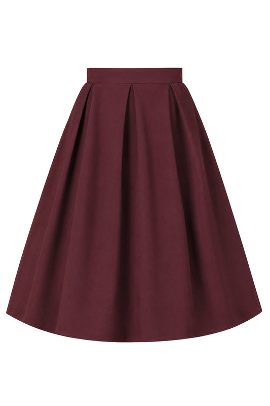 Aisley Wine Red Plain Pleated Skirt