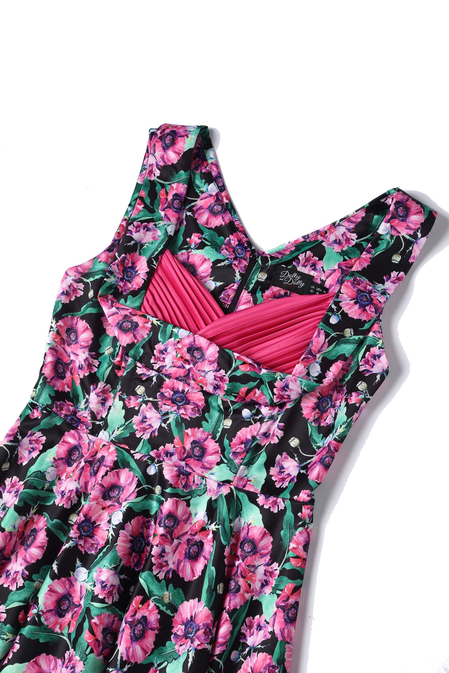 Grace Purple Poppy Pleated Bust Dress