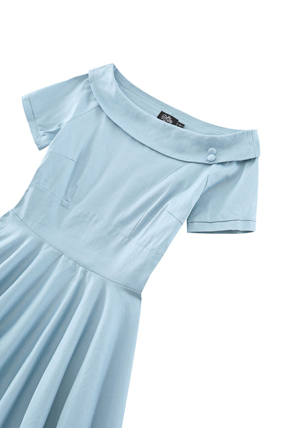Darlene Roll Collar Circle Dress In Light Blue