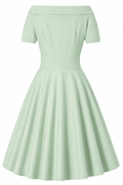 Darlene Light Green Roll Collar Circle Dress