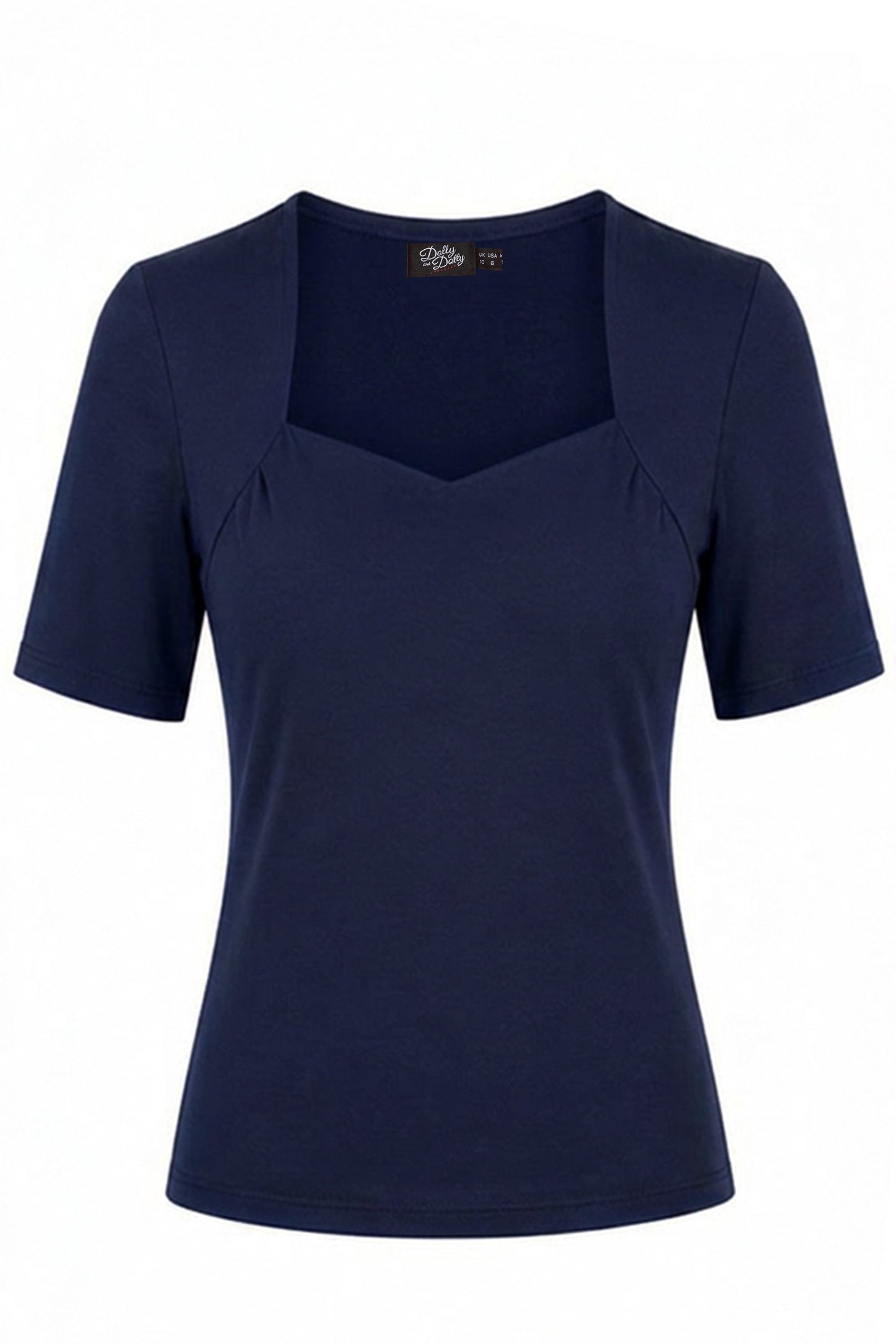 Anne Navy Blue Elbow-Sleeve Top