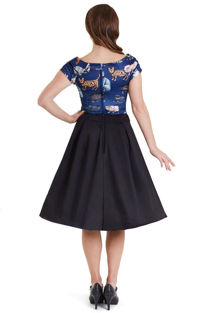 Lilian Off Shoulder Blue Cat Top