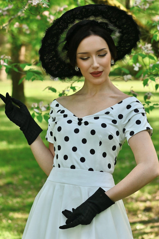 Lilian Polka Dot Off-Shoulder Top In White