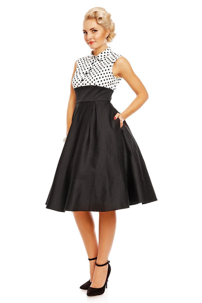 Lisa Polka Dot Shirt Dress in White and Black