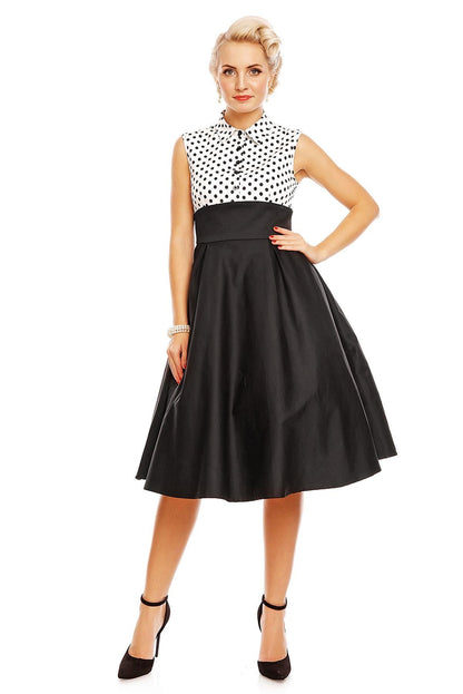 Lisa Polka Dot Shirt Dress in White and Black