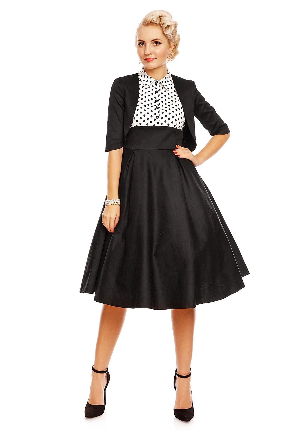 Lisa Polka Dot Shirt Dress in White and Black