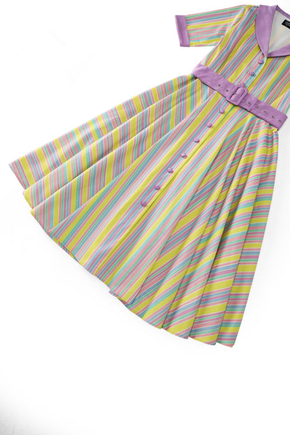 Mollie Lilac Striped Full Circle Shirt Dress
