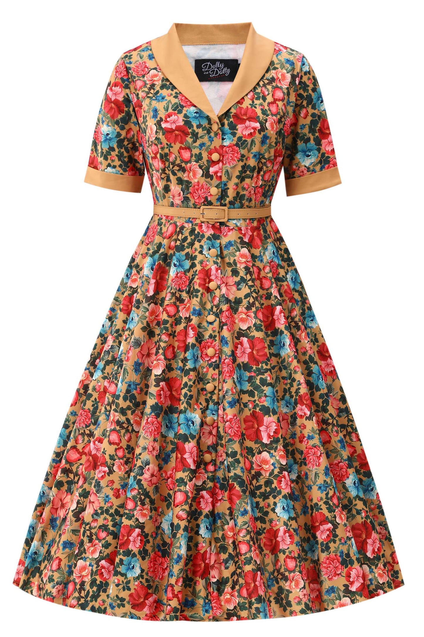 Mollie Yellow Floral Full Circle Shirt Dress