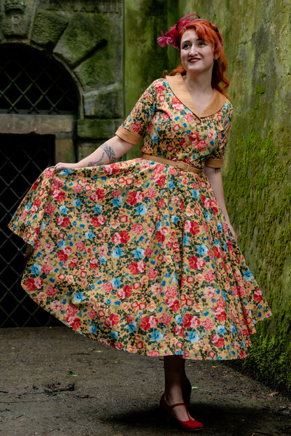 Mollie Yellow Floral Full Circle Shirt Dress