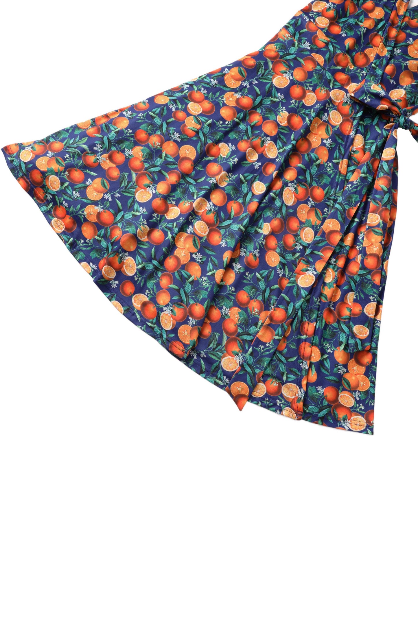 Matilda Navy Orange Branch Wrap Dress