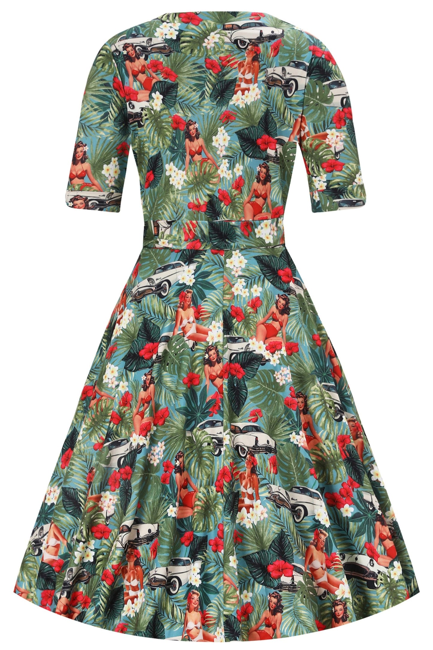 Matilda Hawaiian Pinup Girl Wrap Dress