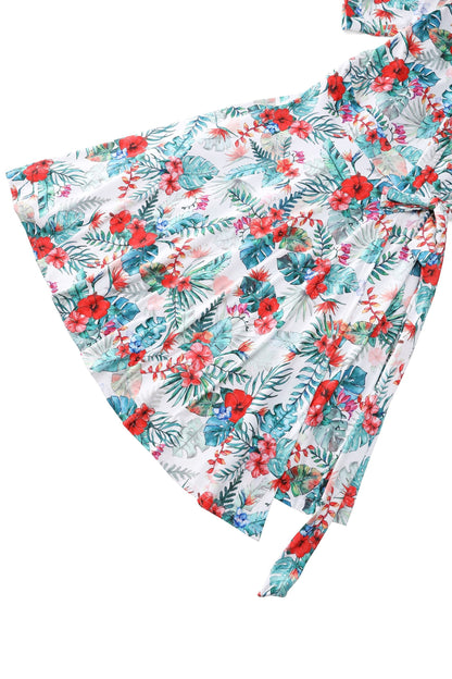 Matilda Tropical Hibiscus Wrap Dress in White