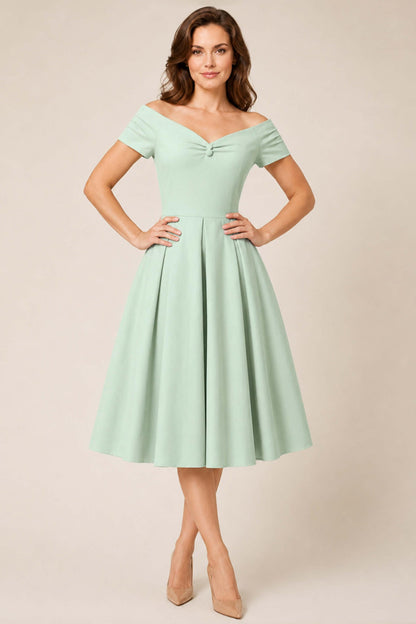 Lily Light Green Off Shoulder Dress