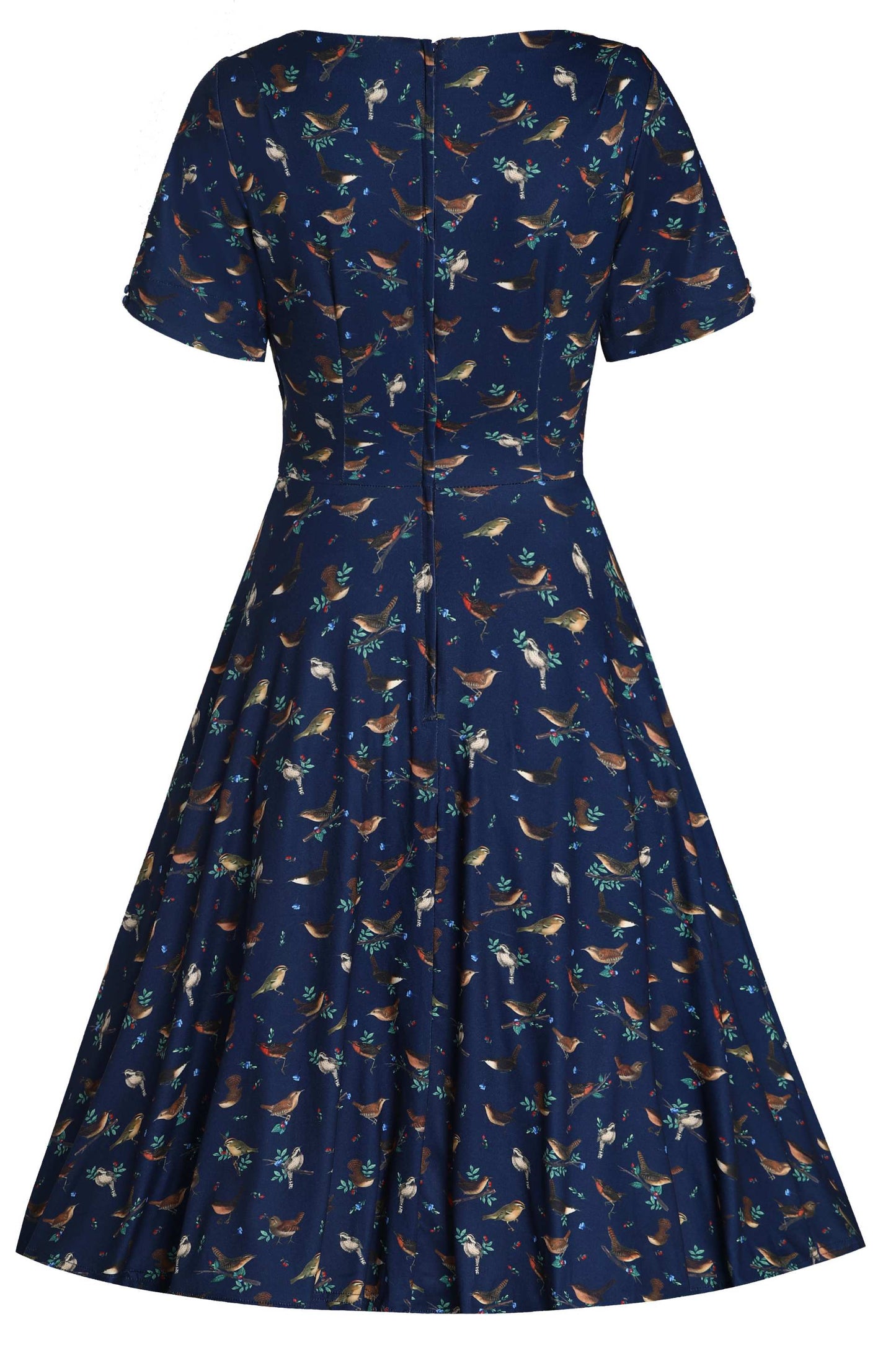 Brenda Navy Blue Bird Print Dress