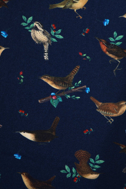 Brenda Navy Blue Bird Print Dress