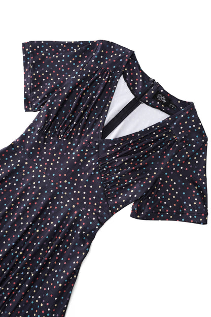 Julia 40s Polka Dot Midi Dress In Black