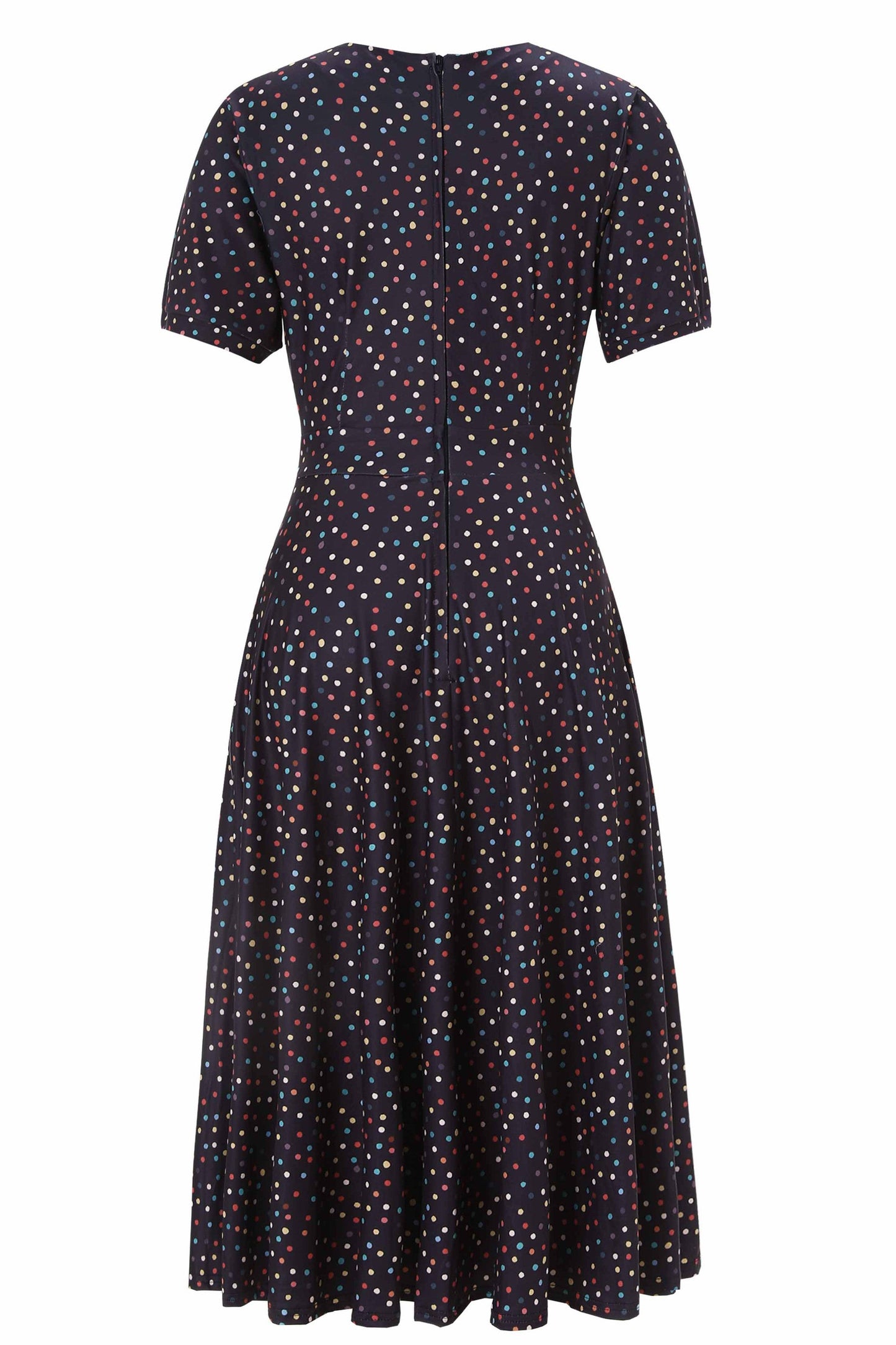 Julia 40s Polka Dot Midi Dress In Black