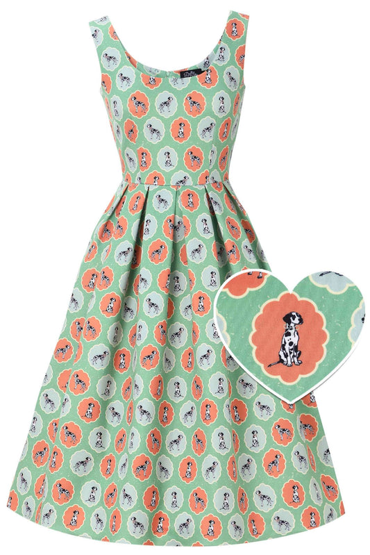 Amanda Dalmatian Flared Dress In Green