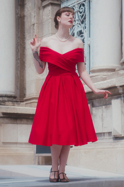 Beverly Red Off Shoulder Dress