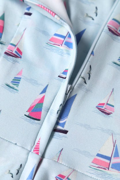 Brenda Blue Sailboats A-line Dress