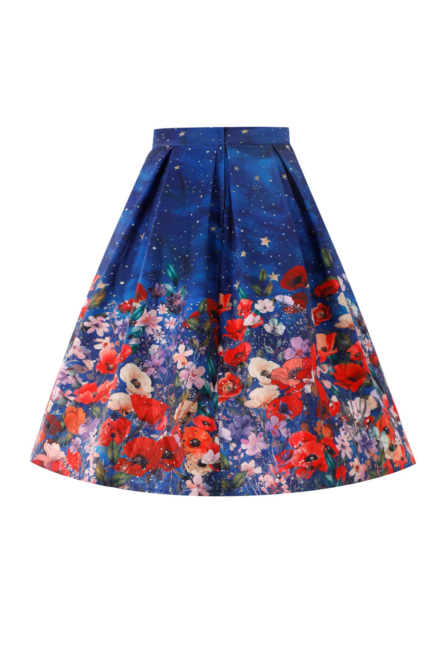 Aisley Black Cat Midnight Garden Pleated Midi Skirt