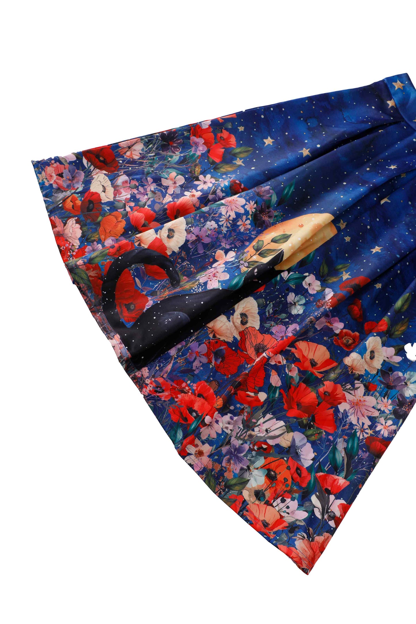 Aisley Black Cat Midnight Garden Pleated Midi Skirt