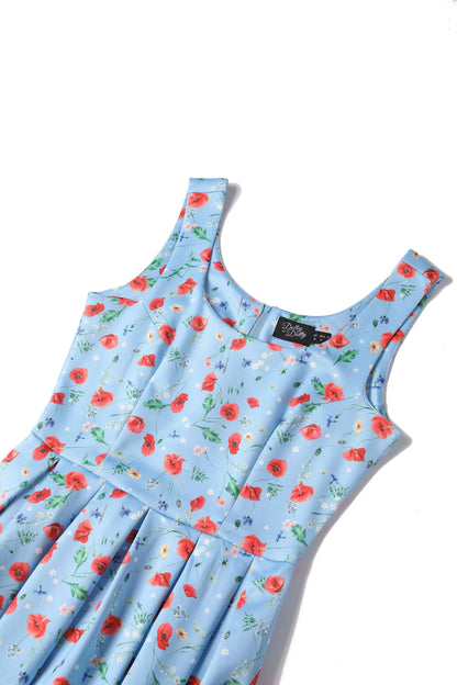 Amanda Light Blue Poppy Swing Dress
