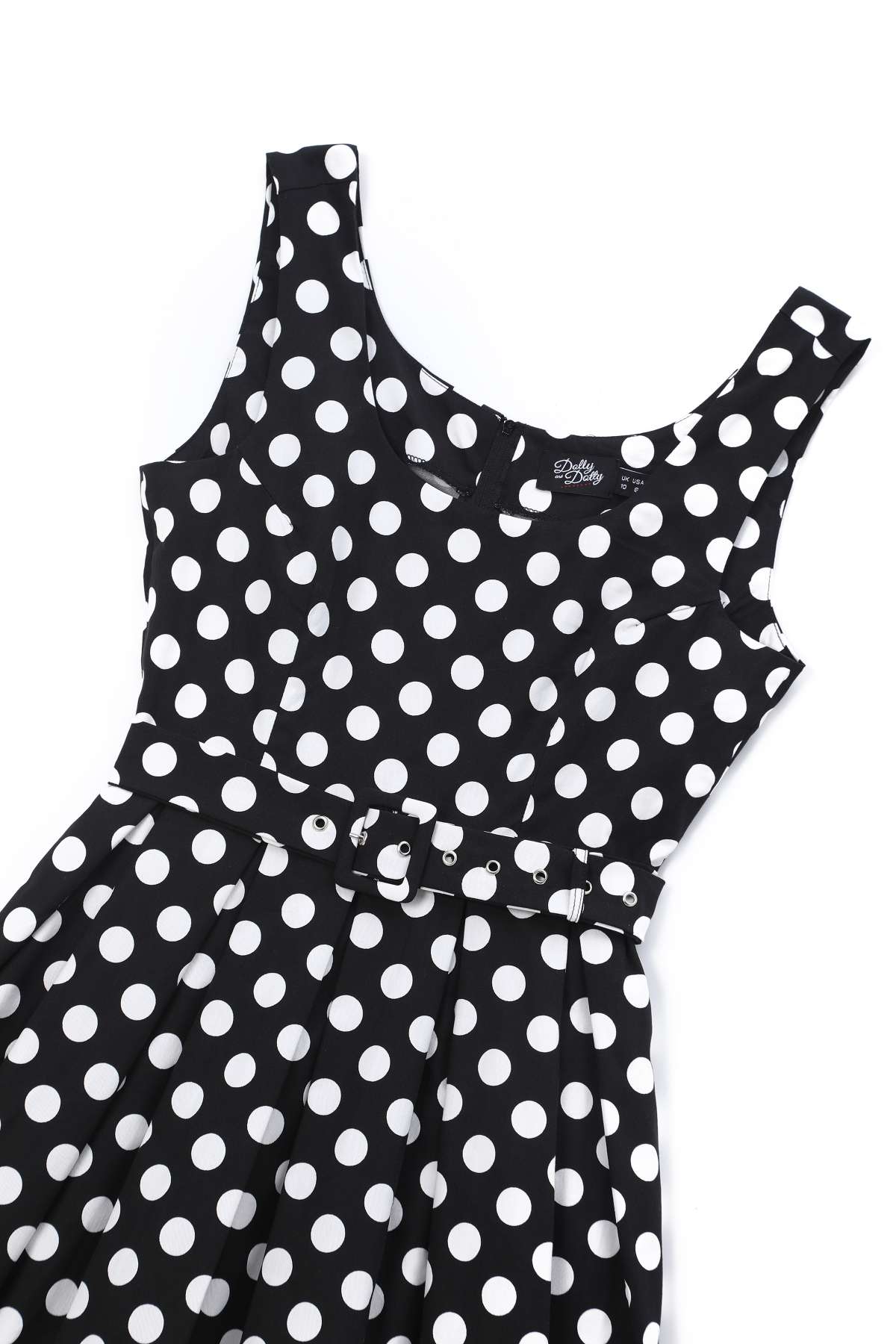 Amanda Polka Dot Flared Dress In Black