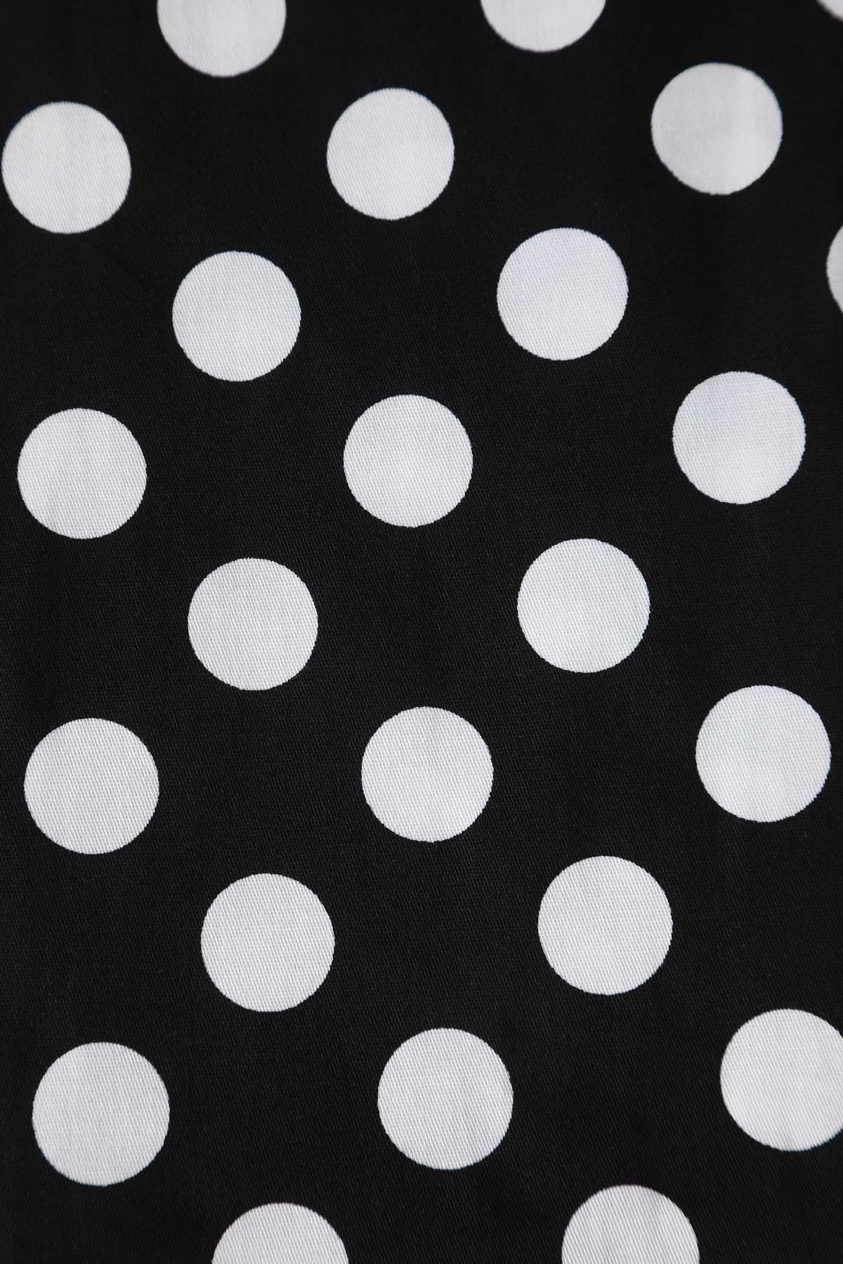 Amanda Polka Dot Flared Dress In Black