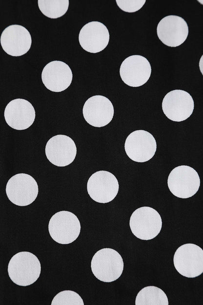 Amanda Polka Dot Flared Dress In Black