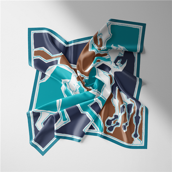 Amaranta Blue Silk Scarf / 53cm