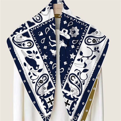 Animals Navy Double Print Scarf / 90cm