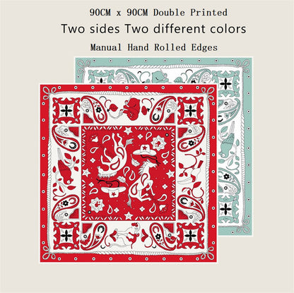 Animals Red Double Print Scarf / 90cm