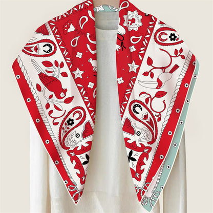 Animals Red Double Print Scarf / 90cm