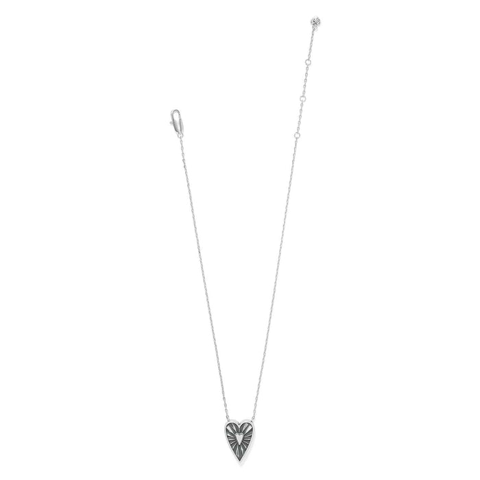 Brighton heart pendant necklace with silver-tone chain, lobster clasp, and radiant heart detail on a white background