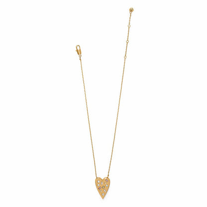 Brighton heart pendant necklace in gold-plated finish with scattered crystals and lobster clasp on a white background