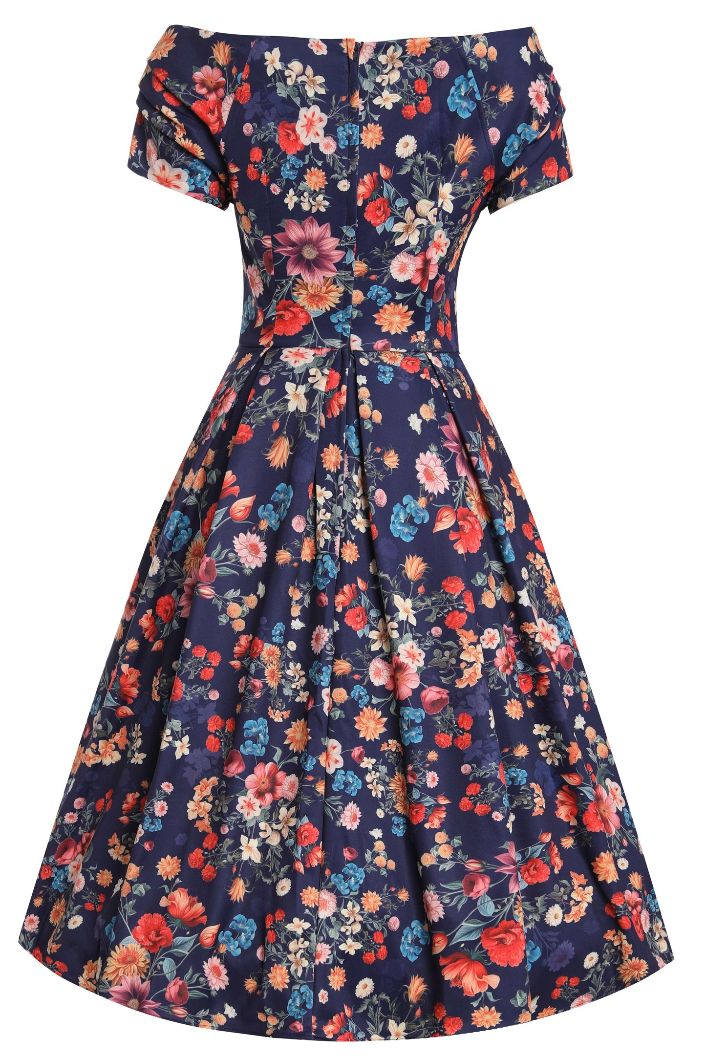 Lily Blue Botanical Floral Off Shoulder Dress