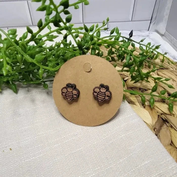 Bee Wood Stud Earrings - Premium  from Sugar and Spice Invitations - Just $6! Shop now at Sugar and Spice Paper
