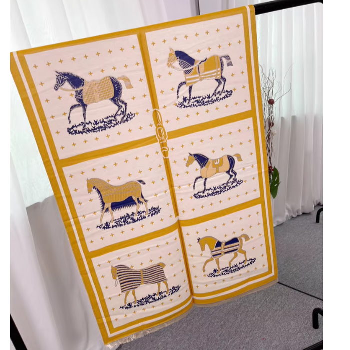 Bettona Pashmina Scarf Yellow & Navy