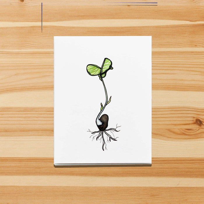 PinkPolish Design Note Cards "Black Bean Sprout" Handmade Notecard