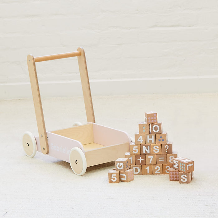 Bloom Baby Walker with 30pc Block Set Soft Pink