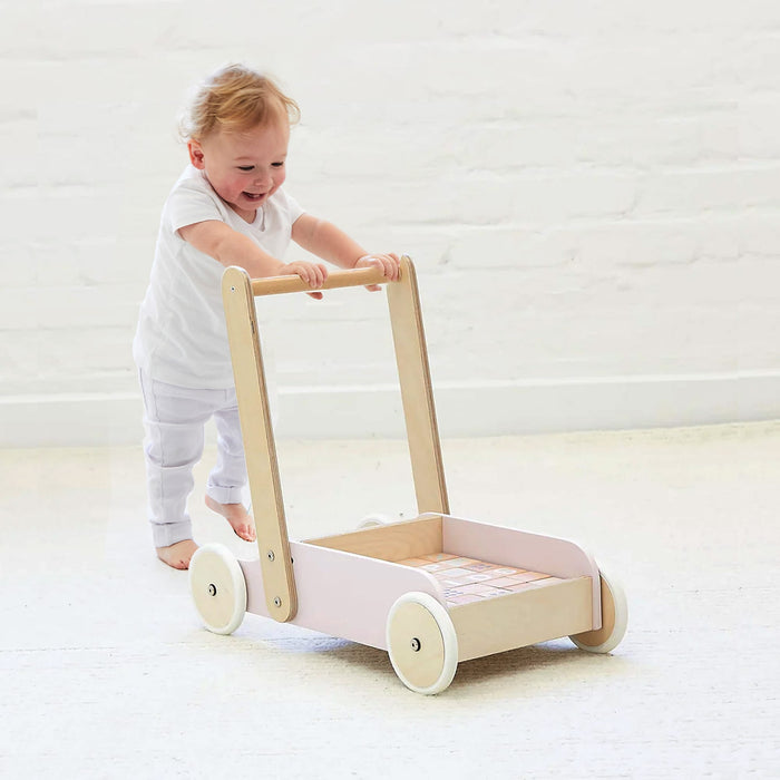 Bloom Baby Walker with 30pc Block Set Soft Pink