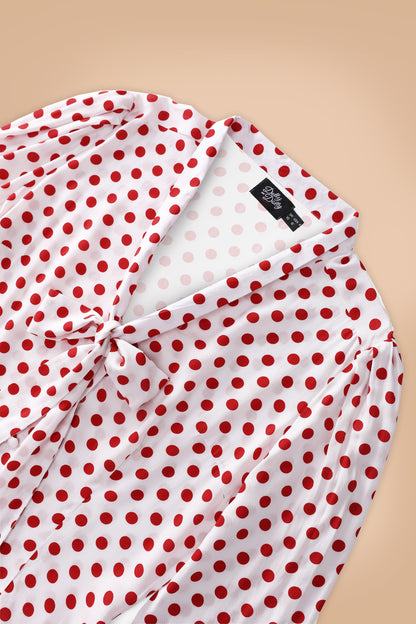 Margaret Red Polka Dot Long Sleeved Blouse