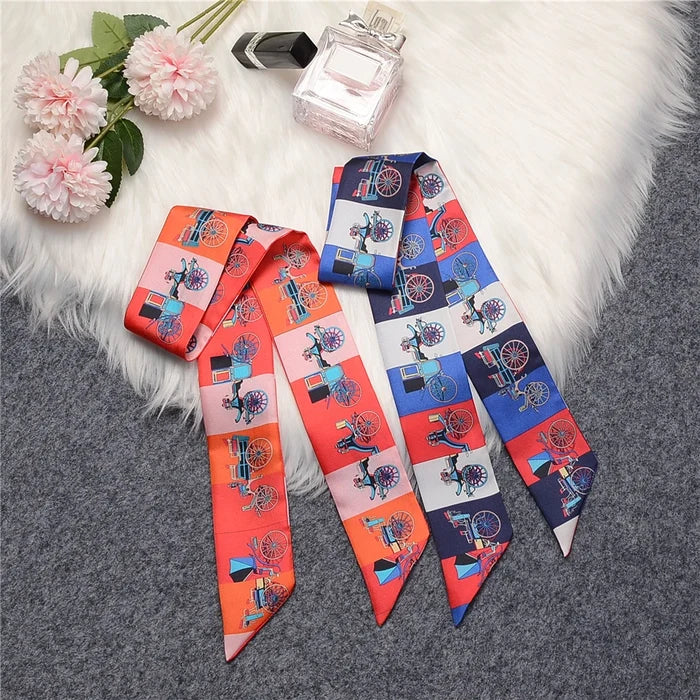 Brana Orange Twilly Skinny Scarf