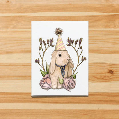 PinkPolish Design Note Cards "Bunny Celebration" Handmade Notecard