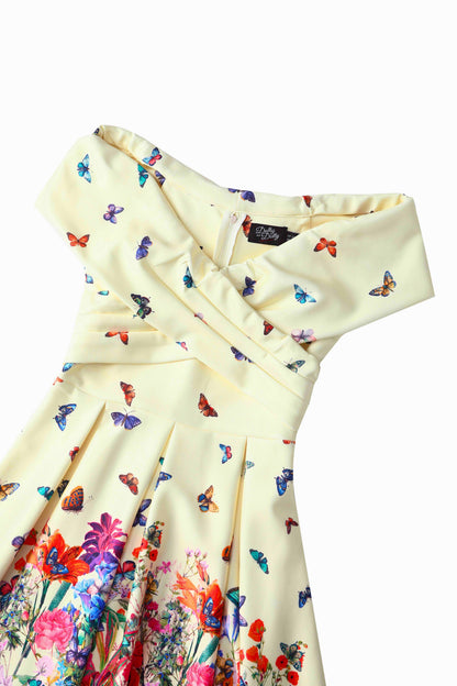 Beverly Butterfly Garden Off Shoulder Dress