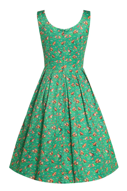 Amanda Green Flared Dress in Capybara Watermelon Print