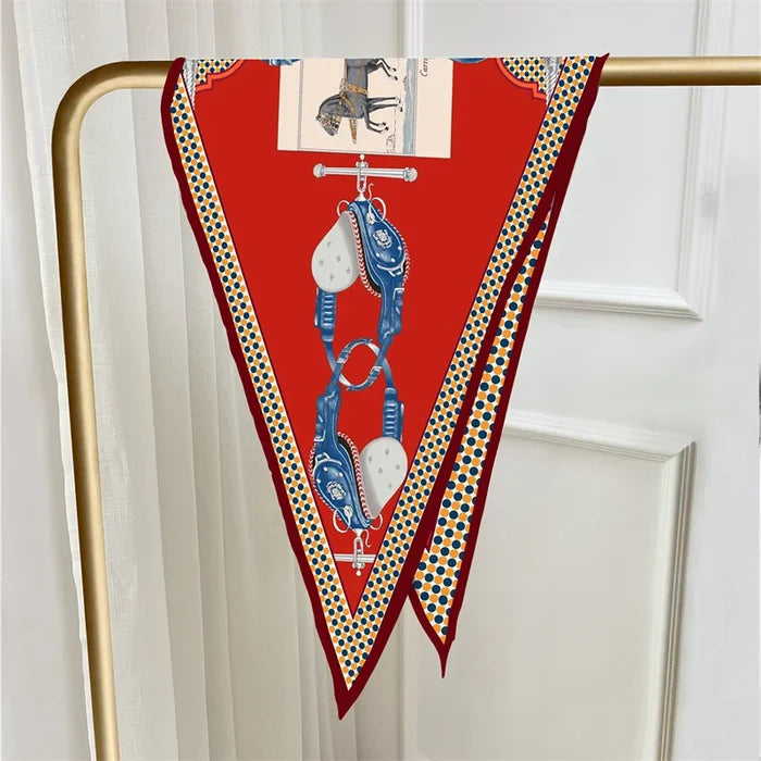 Carriage & Saddle Red Silk Diamond Scarf