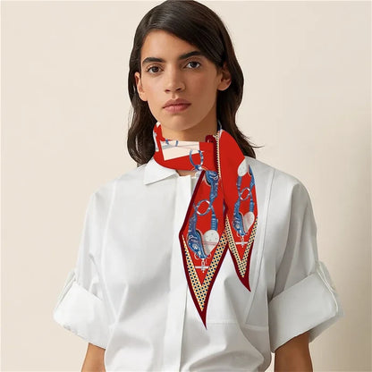 Carriage & Saddle Red Silk Diamond Scarf